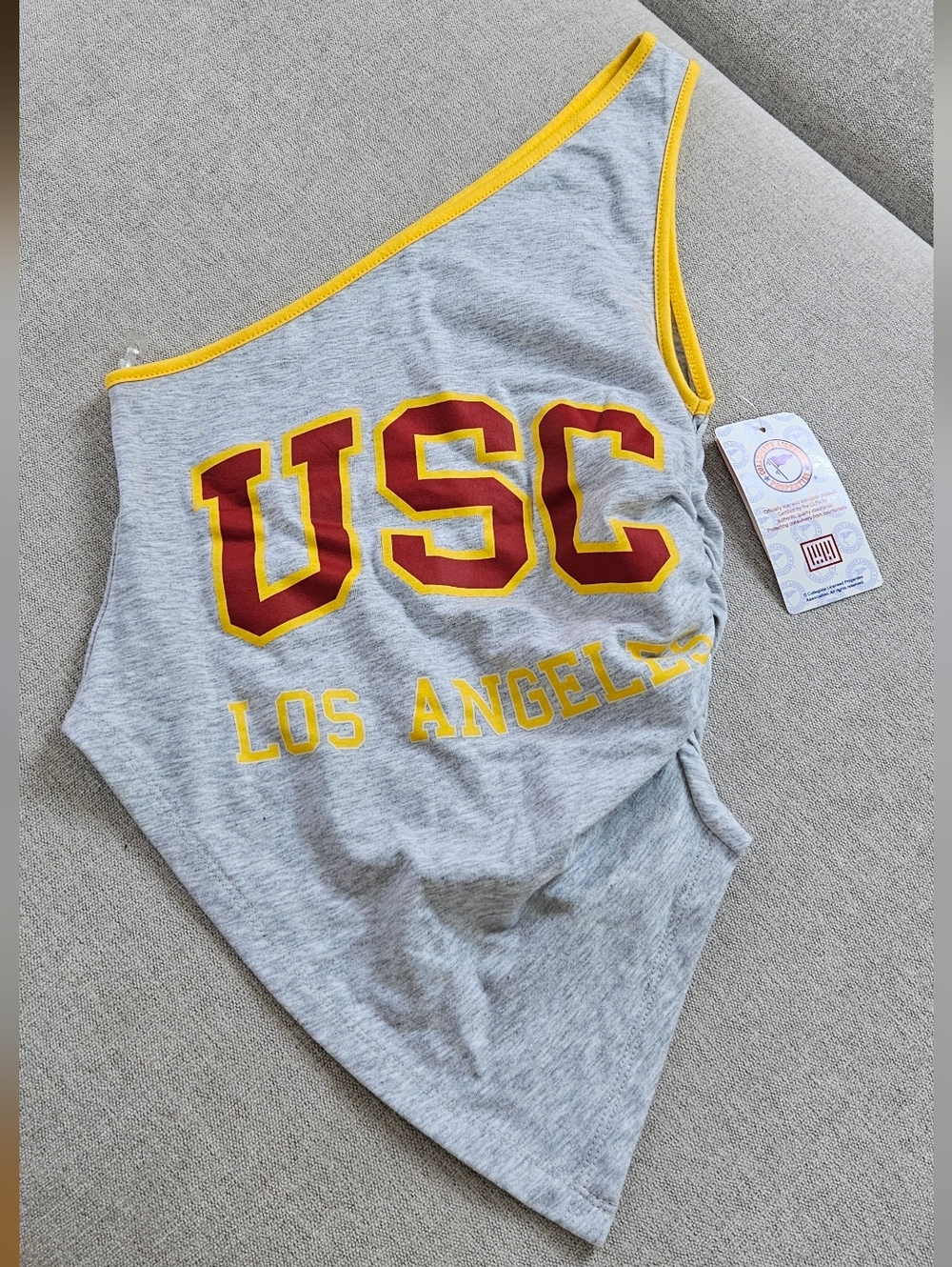 NWT Size Small USC Los Angeles Gray One Shoulder Tank Top